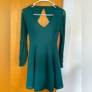 Green Lace Open Back Dress